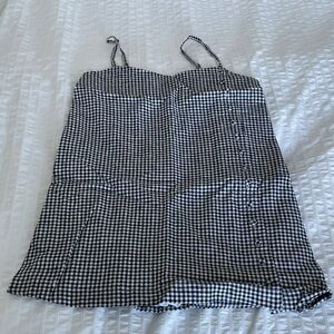 Black and White Gingham Linen Skort